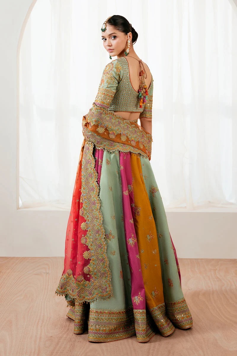 BAROQUE MEHNDI MULTI Pakistani fashion outfit in mustard, pink, aqua…
